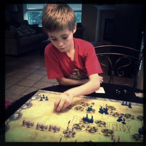 My little general planning his Shiloh scenario strategy.